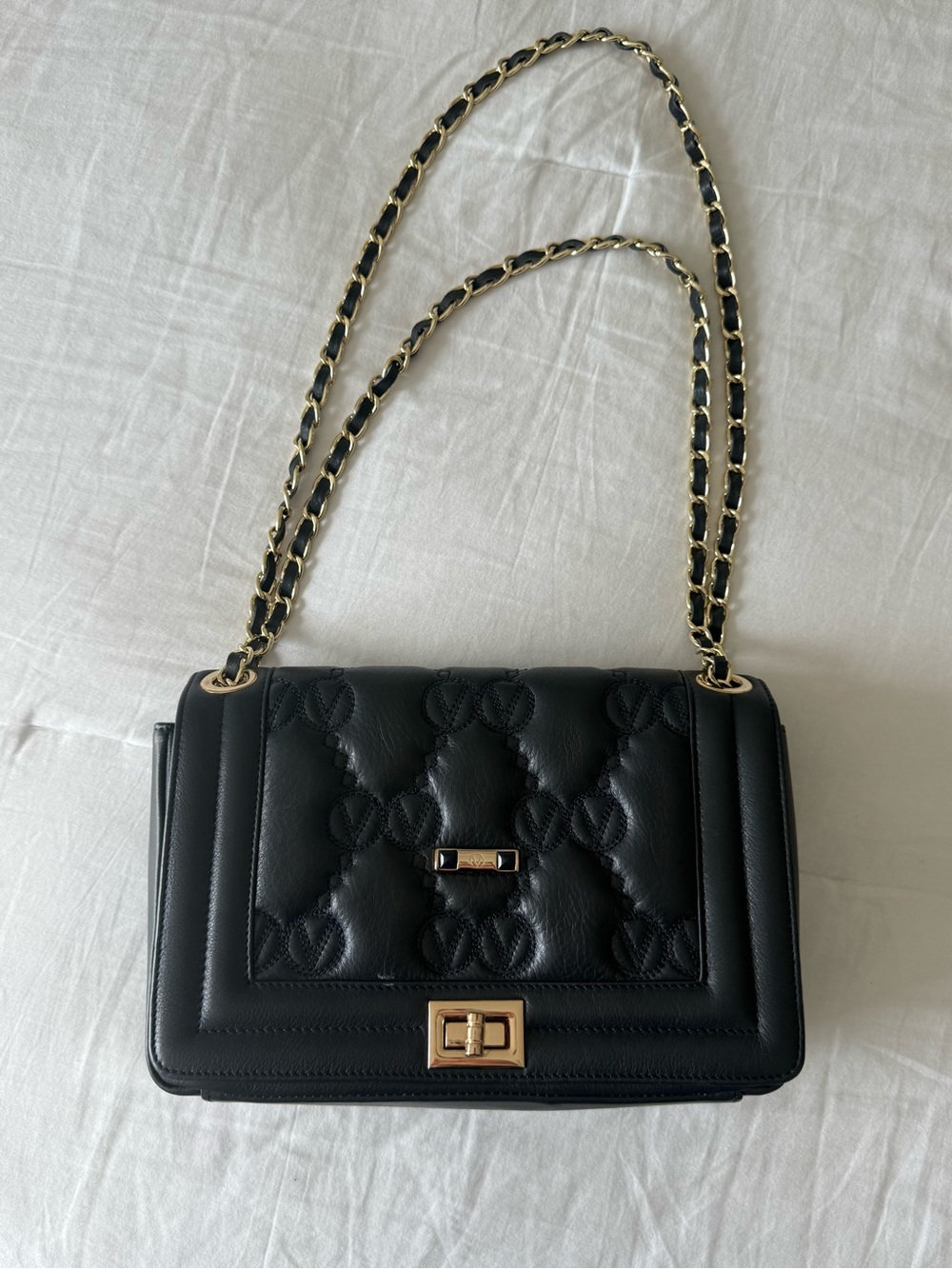 Valentino Black Quilted Leather Chain Shoulder Bag